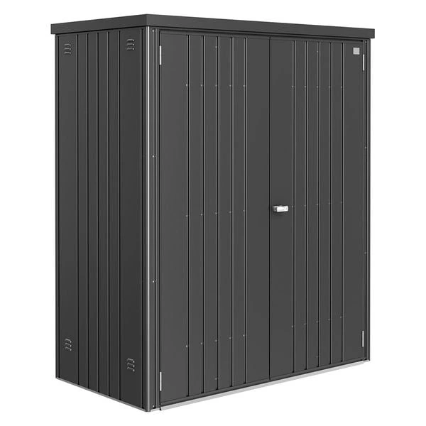 Biohort Geräteschrank 150 – Dunkelgrau-Metallic, 155 × 83 × 182,5 cm (BxTxH) Kompakter Garten- und Terrassenschrank mit hoher Stabilität