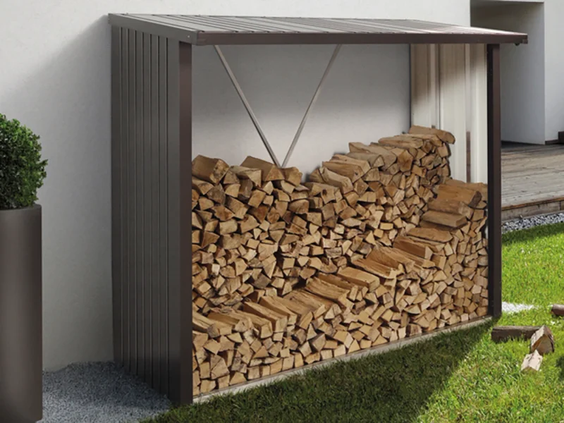 Biohort WoodStock® 230 Kaminholzunterstand – Dunkelgrau-Metallic, 229 × 102 × 199 cm Robustes Holzlager & Geräteschrank in einem