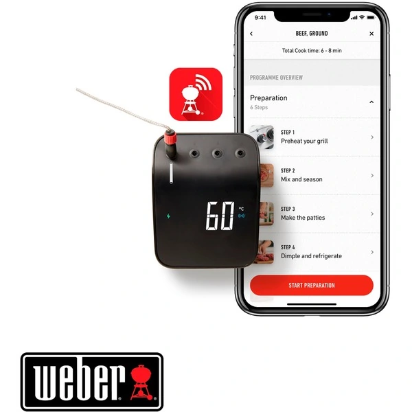 Weber Connect Smart Grilling Hub Thermometer – Schwarz (WLAN & Bluetooth) Intelligentes Grillthermometer mit App-Anbindung