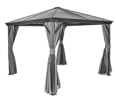 Sojag Gartenpavillon Verona 10×12 Anthrazit, 298 × 363 × 260 cm (L×B×H) Massiver Aluminium-Pavillon mit wetterfestem Dach