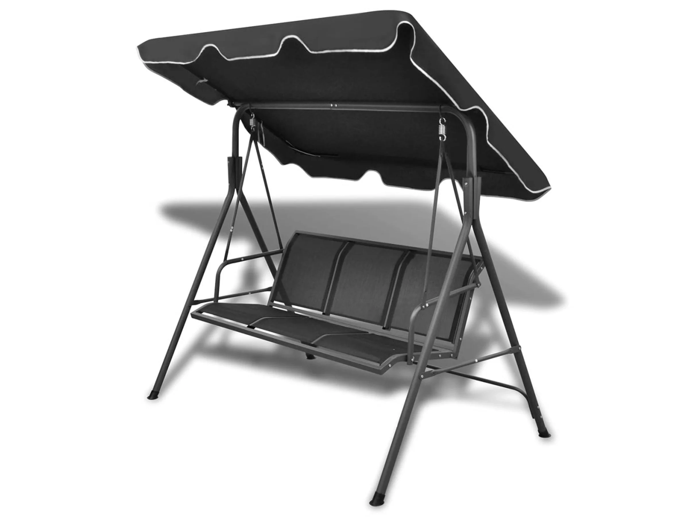 vidaXL Hollywoodschaukel mit Dach Schwarz – 3-Sitzer Gartenliege