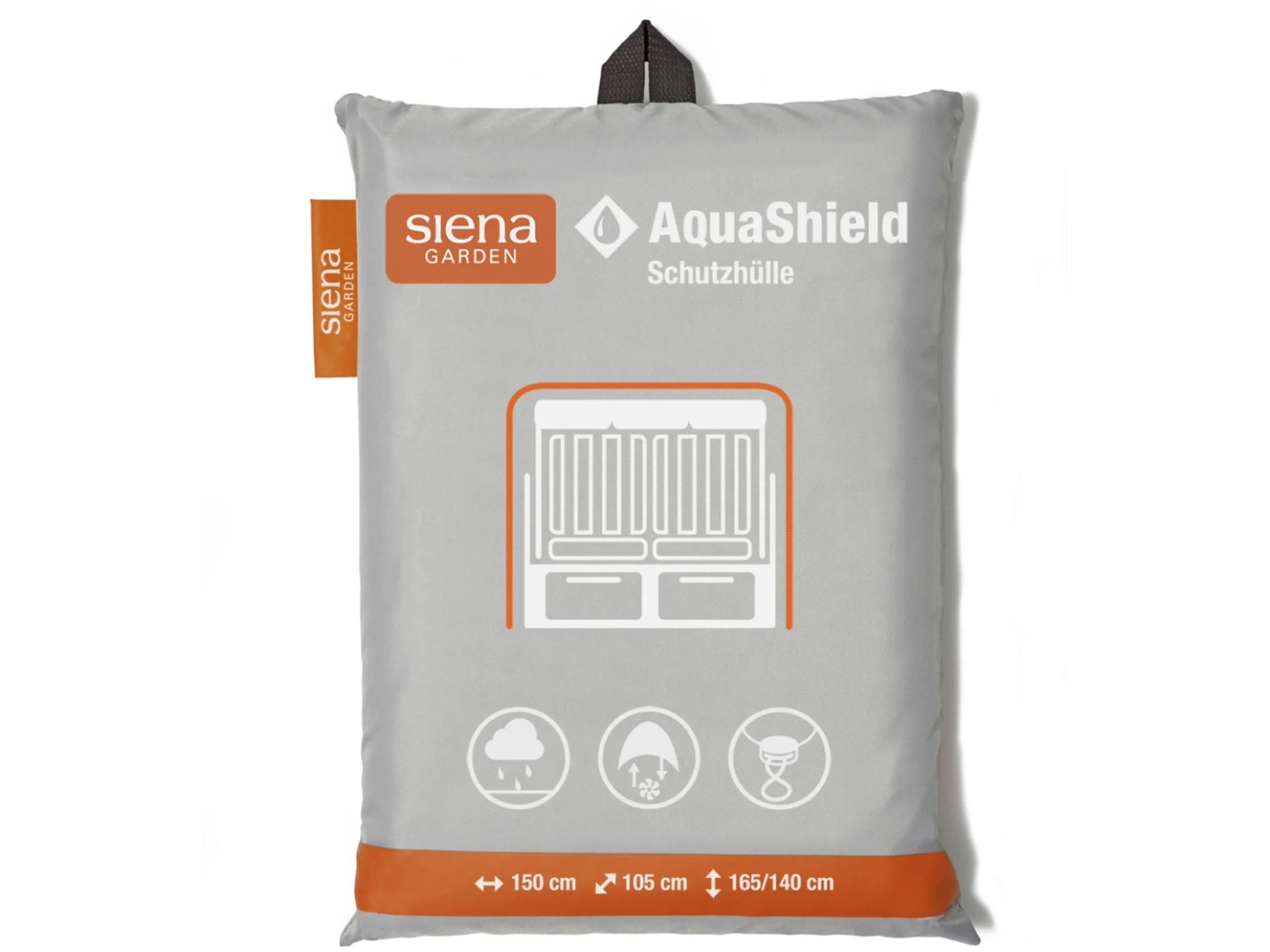 Siena Garden Schutzhülle Strandkorb AquaShield Hellgrau 150 x 105 x 165 - 140 cm